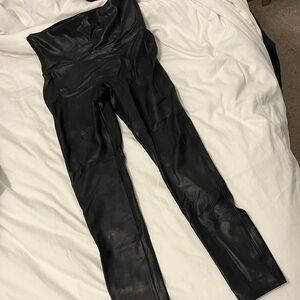 Spanx Black High-Waisted Faux Leather Leggings